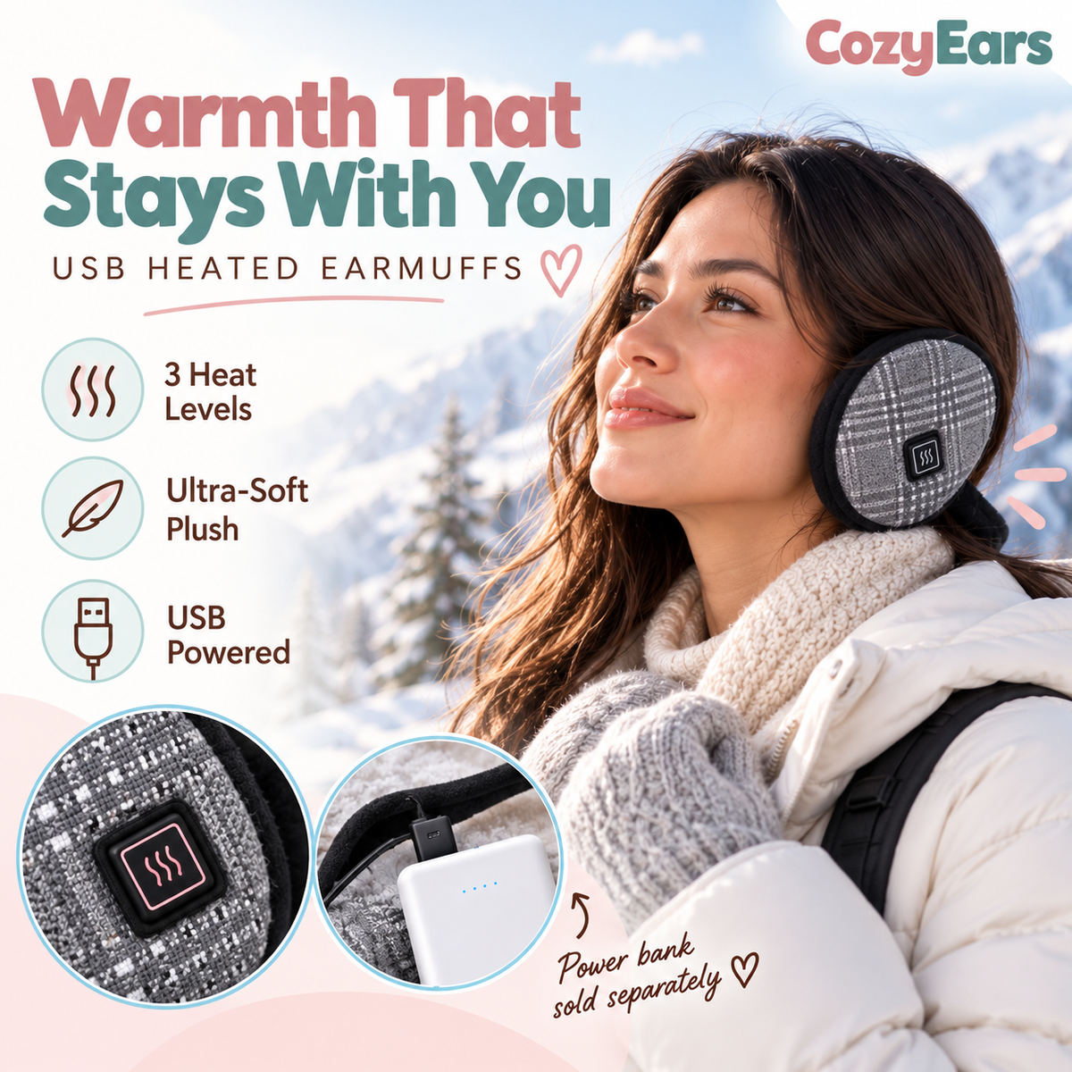CozyEars™ Rechargable Heated Earmuffs