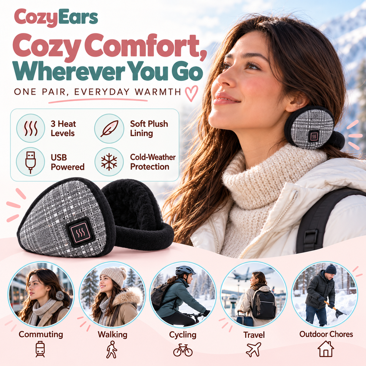 CozyEars™  Rechargable Heated Earmuffs